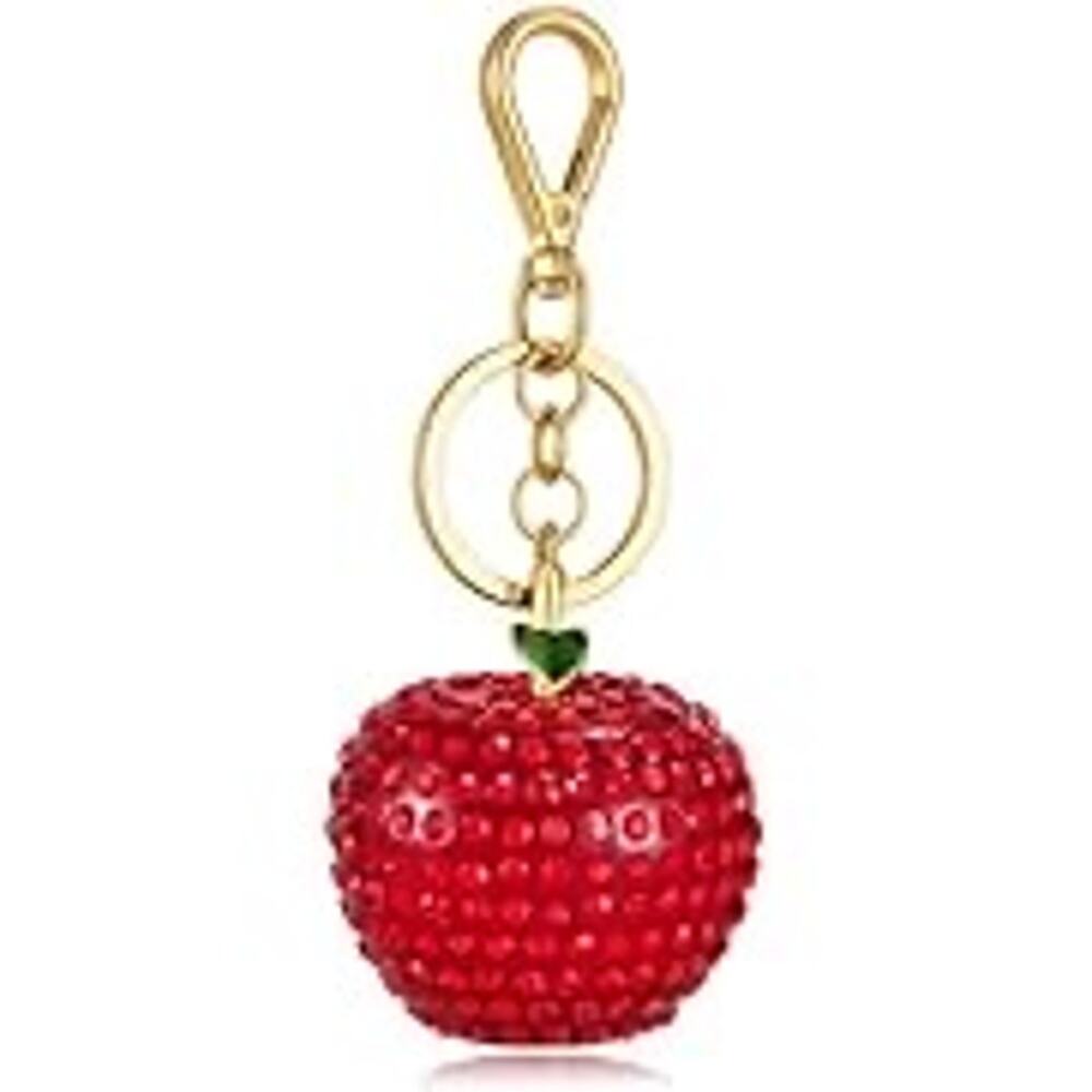 Piper K Apple Glass Stone Bag Charm and Key Chain